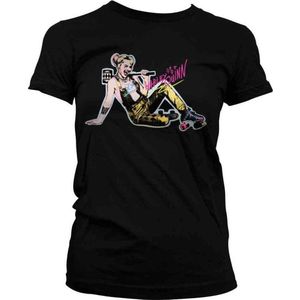DC Comics Harley Quinn Dames Tshirt -M- Birds Of Prey - Roller Skates Zwart