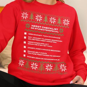 Kerst Trui Rood Kerst Checklist - De Studentenspecial XS
