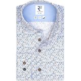 R2 Amsterdam - Overhemd Extra Lange Mouwen Print Blauw - Heren - Maat 45 - Modern-fit