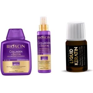 Bioxcin Collageen & Biotine Volume Shampoo 300 ml + Bioxcin Collagen & Biotin Volumizing Liquid Hair Conditioner 150ml + Pure keratine haarverzorgingsserum (20 ml)haarverzorging