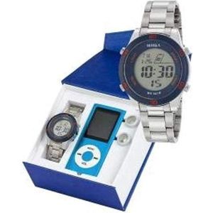 Marea B35323/3 digitaal horloge 38 mm 50 meter blauw/ rood