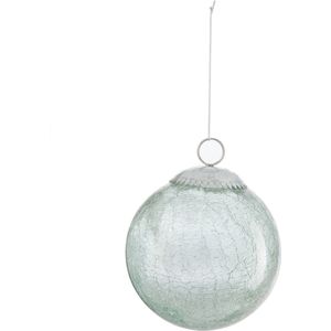 J-Line Kerstbal Glas Crackle Mint Medium - 4 stuks