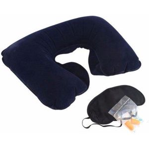 Scoby - 3-in-1 Reiskussen Set - Reiskussen - Travel Pillow - Slaapmasker - Oordopjes - Universeel - 40 x 30 cm - Blauw