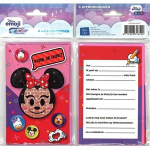 12 Uitnodigingskaartjes met envelop - Emoji - Minnie Mouse - 9 x 13.5 cm