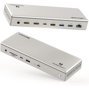 Wavlink Thunderbolt 4 Elite Docking Station met 2 x HDMI + 1 x TB4 + 1 x USB-C + 4 x USB-A + 2.5G Ethernet + 1 Audio + Kaartlezer (96W opladen)
