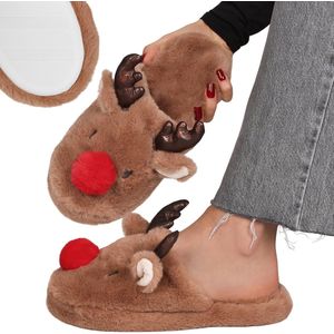 Rendier - Pantoffels - Warme - Zachte - Bonten Huisslippers - Antislip