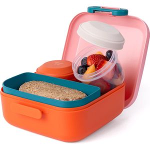 Amuse Rikko Poppy Flamingo Lunchbox - Kindveilige sluitingen - Ideaal Voor Maaltijdvoorbereiding - 3 Compartimenten