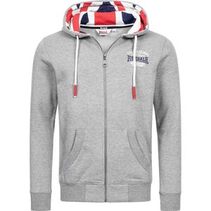 LONSDALE Dittisham Sweatshirt Met Volledige Rits Heren - Marl Grey / Navy / Red - XXL