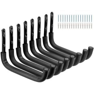 Selbro ® Zware Garage Opberghaak Set van 8 Stuks - 32,5 cm Jumbo-arm voor Fietsen, Ladders en Vouwstoelen