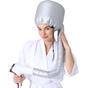 Bonnet Kap Haardroger - Extra grote - Extractor Hood - Verstelbare - Föhn-opzetstuk - Droogwarmtekap - Verdampingskap - Droogkap met Elastische Band - Voor Natuurlijke Krullend Textuur Haarverzorging, Snel Drogend, Styling - Zilver