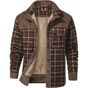 Geruit Herenhemd Vintage Flanel met Fleecevoering - Lange Mouwen Overhemden
