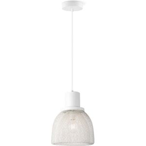 Home Sweet Home - Moderne Hanglamp Mesh - hanglamp gemaakt van Metaal - Wit - 29/29/154cm - Pendellamp geschikt voor woonkamer, slaapkamer en keuken- geschikt voor E27 LED lichtbron