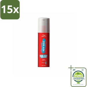 15 x Wella – New Wave Fix & Go Ultra Strong – Haargel – 100 ml - Grootverpakking - Haargel - Haargel Styler - Krachtige Fixatie - Langdurige Hold - Glans Haar