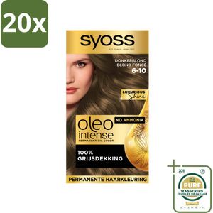 20 x SYOSS - Oleo Intense 6-10 - Haarverf - Permanente Haarkleuring - Donkerblond - Langdurige Kleur - Grootverpakking - Haarverf - Haarkleuring - Donkerblond - Permanente Haarkleuring - Haarverf Zonder Ammoniak