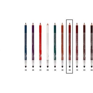 Easy Paris - Lippotlood en Oogpotlood - Extra Waterproof - Roodbruin - Met puntenslijper en smudger/vervager - Nummer 006 - 1 Stuks