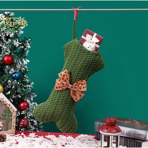 Kerstversiering, gebreide wollen ornamenten, cadeauzakken, kerstsokken, kerstversiering (groen)