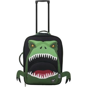 YLX Dino Bite Trolley Bag | Kids | Dinosaurus tanden | Groen | Glow in the dark | Handbagage - Zachte koffer - Reiskoffer - gemaakt van gerecycled plastic flessen - eco friendly