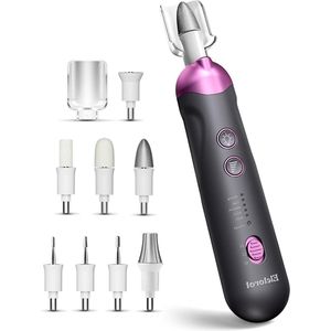 Electric Nail File Set - Professional Manicure Pedicure Kit with 8 Nail Cutter Attachments, LED Light, and Foot Care Device - Battery Operated Gift