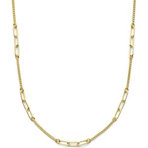 Ketting dames - ketting goud - Ketting dames zilver - Ketting dames goudkleurig - ketting zilver -combi-collier gourmette en paperclip 45CM