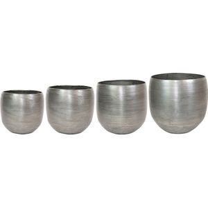 TS Collection - Bloempot Rowen - Set van 4 - Aluminium - Grijs