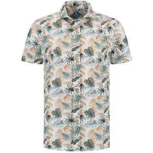 District Indigo Korte Mouw Overhemd Pique Performance Print Blauw