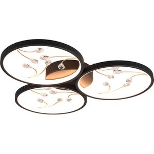 Trio leuchten - LED Plafondlamp - Plafondverlichting - 30W - Warm Wit 3000K - Dimbaar - Rond - Zwart - Aluminium