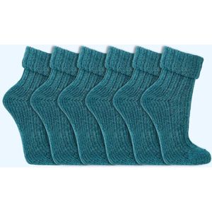 Wollen sokken | Alpacawol | Krimpvrij | Kleur: Blauw | 6 paar