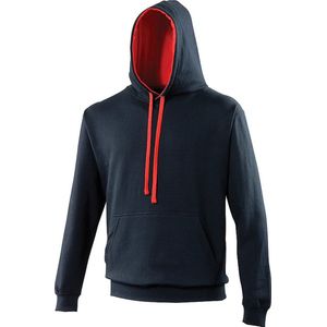 Awdis Varsity Hooded Sweatshirt / Hoodie (Nieuwe Franse marine / vuurrood)