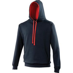 Awdis Varsity Hooded Sweatshirt / Hoodie (Nieuwe Franse marine / vuurrood)