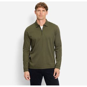 OLYMP Casual Poloshirt lange mouw olijf, Effen