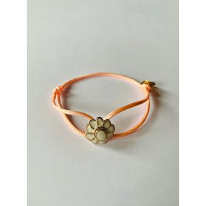 Recolet - Armband - Bloem - Dames - Roze - Goud - Flower - Armband Met Knoop - Satijn Armband - Vintage - Recycling