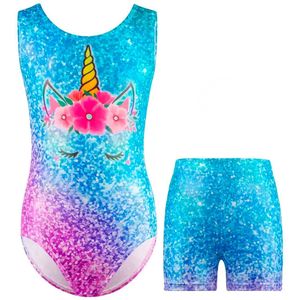 Turnsetje Eenhoorn - blauw - maat 104/110