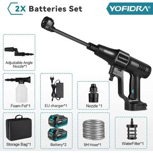 Sattire - Hogedrukreiniger - Hogedrukreiniger Accu - Draadloze Hogedrukreiniger - 200 Bar - 3500W - 3 Versnellingen - Compatibel Met Makita 18V Batterij - 4.1L P/Min - Complete Set - Zwart