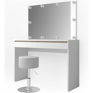 Vicco Emma Make-uptafel set met kruk – 120 cm met LED-verlichting en kruk Wit met LED-verlichting en kruk