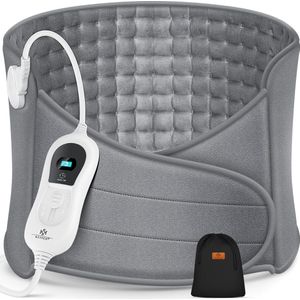 KESSER® Warmtekussen - elektrische verwarmingskussen voor buik en rug Incl. tas - warmteband met 3 temperatuurinstellingen & automatische uitschakeling - Verwarmingsband met verstelbare band en klittenbandsluiting - Grijs