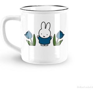 Nijntje keramische mok retro Wit Blauw Tulpen - Utrecht - Nijntje - Domtoren - Mok - Beker