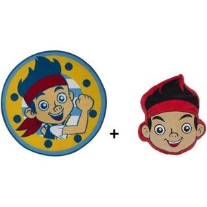 Disney - Jake en de Nooitgedachtland Piraten - Jake Neverland - Vloerkleed + Sierkussen - PROMO pack