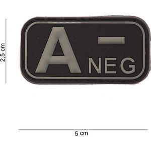 Embleem 3D PVC Bloedgroep A- NEG zwart