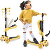 Hurtle Kinderstep - 3-wiel Step - Opvouwbare Scooter met Verstelbare Hoogte, Antislip Platform, LED Verlichte Wielen