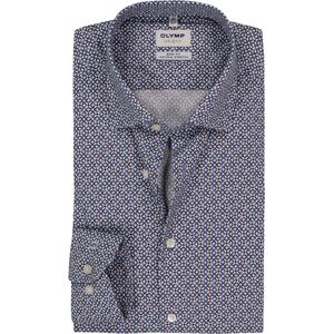 OLYMP - Level 5 - Overhemd - Wit met Blauw - Multicolor Fantasie - Strijkvriendelijk
