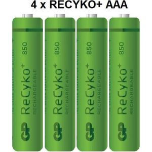 4 stuks GP ReCyko+ AAA 850mAh Oplaadbare Batterij Bulk (schrink4)