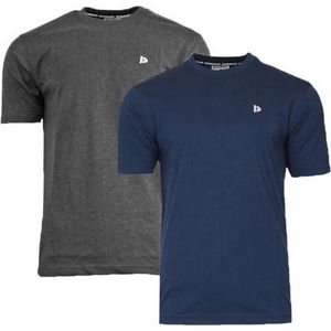 Donnay T-shirt - 2 Pack - Sportshirt - Heren - Maat XXL - Navy & Ch-marl