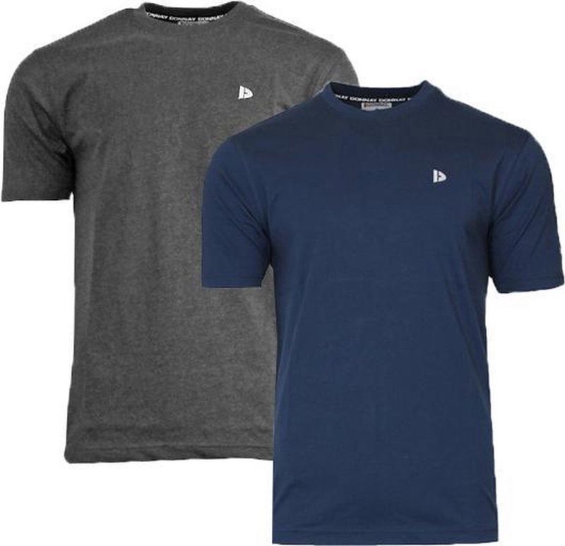 Donnay T-shirt - 2 Pack - Sportshirt - Heren - Navy Ch-marl