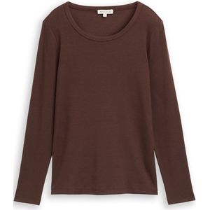 TOM TAILOR - Shirt - Bruin - Lange Mouw - Slanke Pasvorm