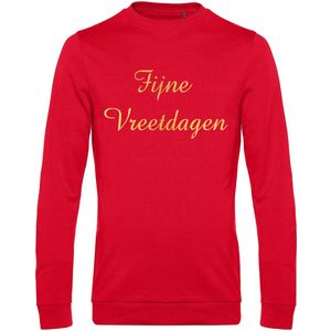 Sweater met opdruk “Fijne vreetdagen”| Rode sweater met goudkleurige opdruk. | Herojodeals | B&C sweater met tekst | Foute kerst trui