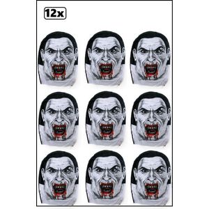 12x Masker dracula nylon - halloween horror griezel dracula carnaval thema feest