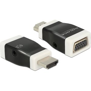 Premium HDMI naar VGA + 3,5mm Jack adapter - compact / zwart