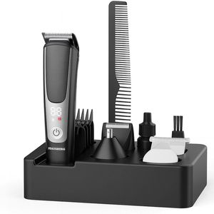 Oplaadbare Haartondeuse Set – 5W – Inclusief U-mes, T-mes, Graveermes & Neustrimmer – Opzetkammen 3/6/9/12 mm – LED-Indicator – 70 dB Stil – Voor Haar & Baard