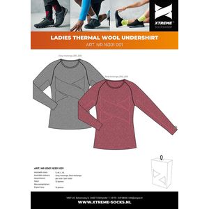 X-Treme - Thermo Shirt - Multi Grijs - Multi Rood - 100% Merino Wol