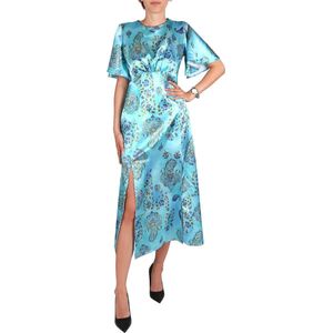 Blauwe maxi-jurk met bloemenpatroon - John Zack / S